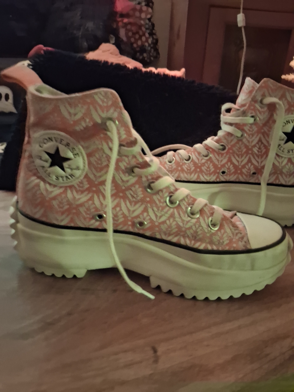 Converse Platform High Top Sneakers - Pink Leaf Print